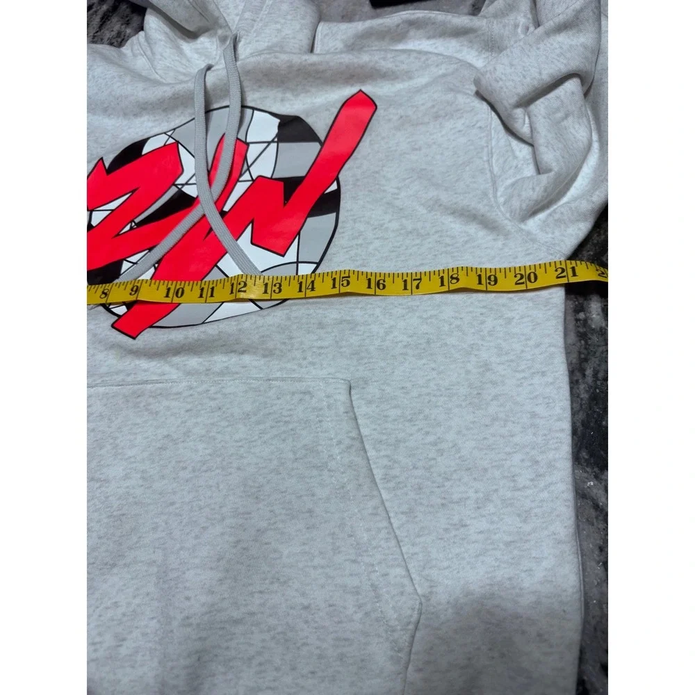 Jordan Zion Williamson Hoodie Mens Small Gray volt red‎ Graphic Sweatshirt